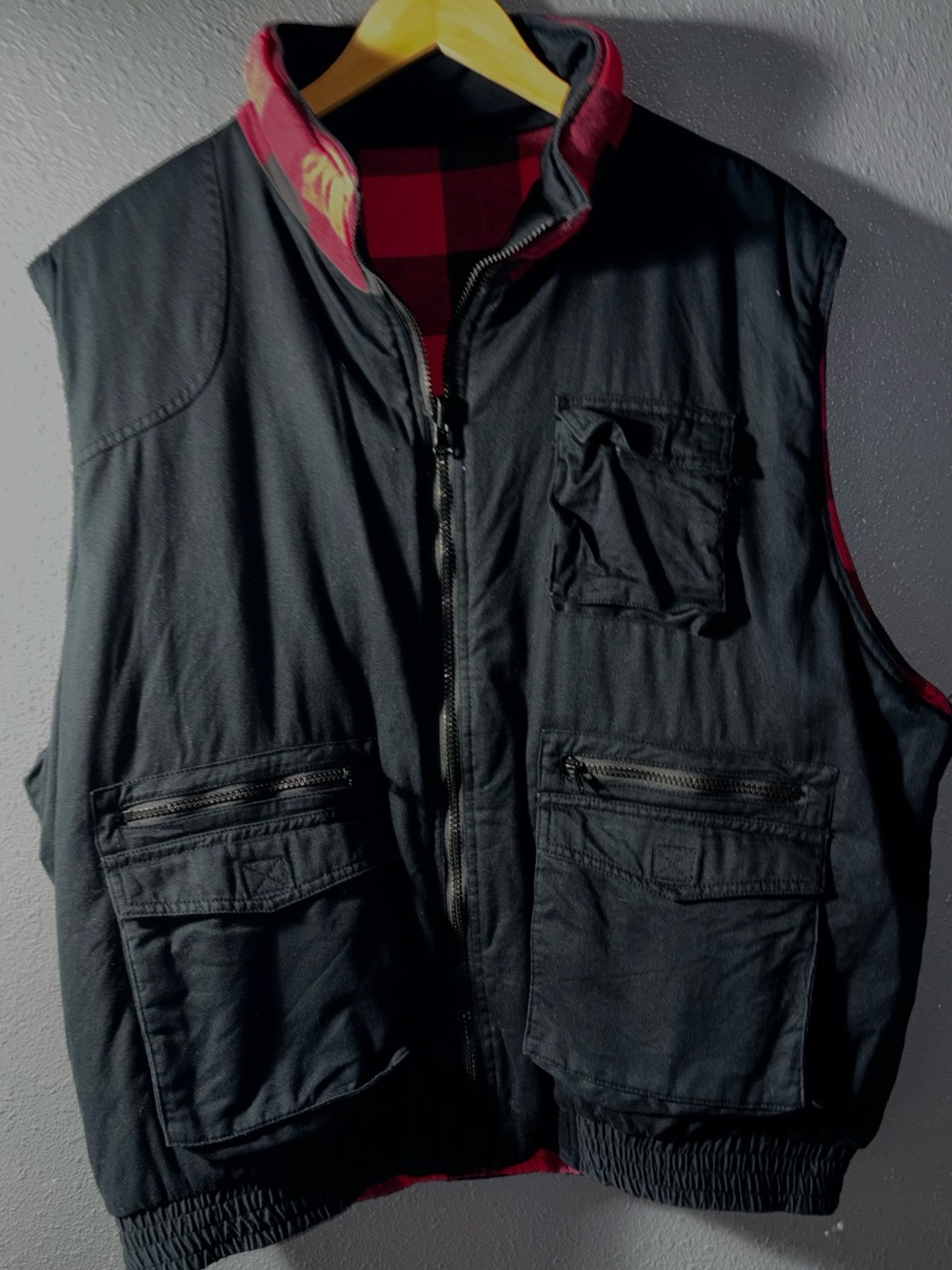 Men's Black and Red Reversible Outdoor Vest